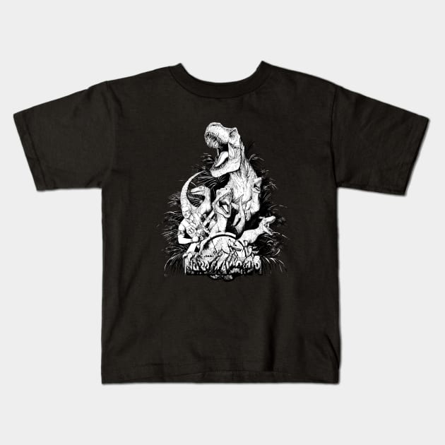 Jurassic Squad(B/W) Kids T-Shirt by kowanp